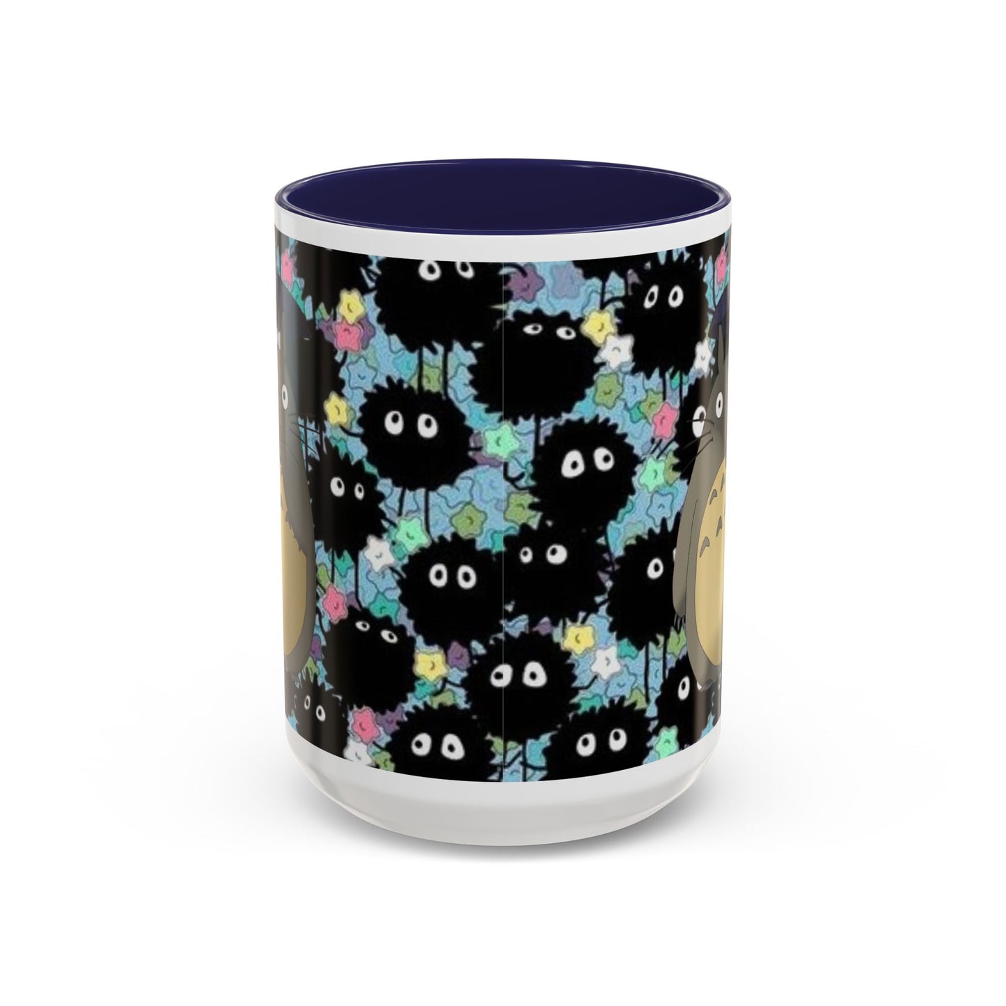 Totoro & Soot Sprites Accent Mug – Studio Ghibli Color Handle Cup – 11oz & 15oz Ceramic Anime Gift