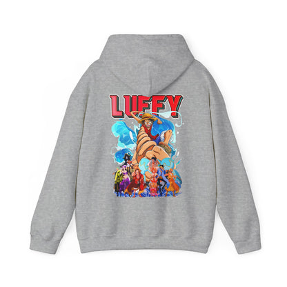 Luffy and Friends One Piece Back Print Hoodie – 100% Cotton Anime Pullover for Fans