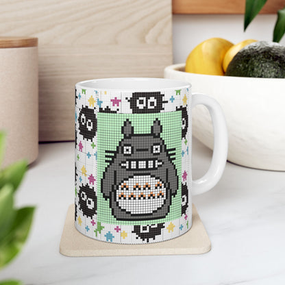 My Neighbor Totoro Pixel Mug – Studio Ghibli Retro Anime Cup 11oz & 15oz – Cute Pixel Art Coffee Gift