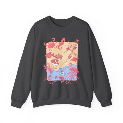 Ponyo Sea World Sweatshirt – 100% Cotton Studio Ghibli Ocean Anime Pullover