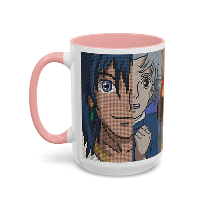 Howl's Moving Castle Pixel Accent Mug – Retro Anime Color Handle Cup 11oz & 15oz – Studio Ghibli Coffee Gift