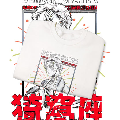 Akaza Demon Slayer Art Sweatshirt | 100% Cotton Anime Pullover | KNY Upper Moon