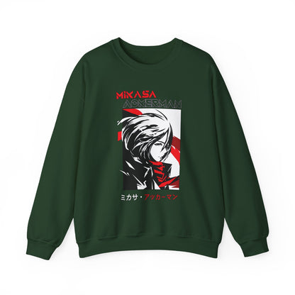 Mikasa Ackerman Sweatshirt – 100% Cotton Attack on Titan Anime Pullover for Fans