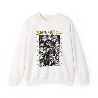 Black Clover Characters Sweatshirt – 100% Cotton Anime Pullover – Asta Yuno Noelle Crewneck for Fans
