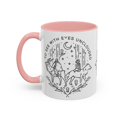 Princess Mononoke Art Accent Mug – Studio Ghibli Coffee Cup with Colored Handle – 11oz & 15oz Ceramic Anime Gift