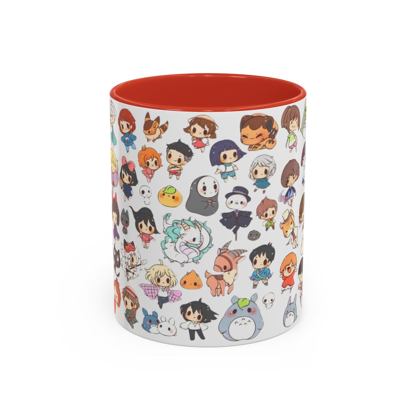 Studio Ghibli Chibi Characters Accent Mug – Color Handle Anime Cup – 11oz & 15oz Gift for Ghibli Fans