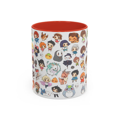 Studio Ghibli Chibi Characters Accent Mug – Color Handle Anime Cup – 11oz & 15oz Gift for Ghibli Fans
