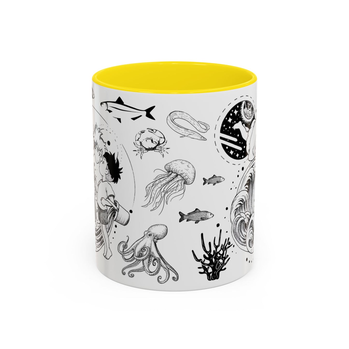 Ponyo World Sea Accent Mug – Studio Ghibli Color Handle Cup 11oz & 15oz – Ocean Anime Coffee Gift