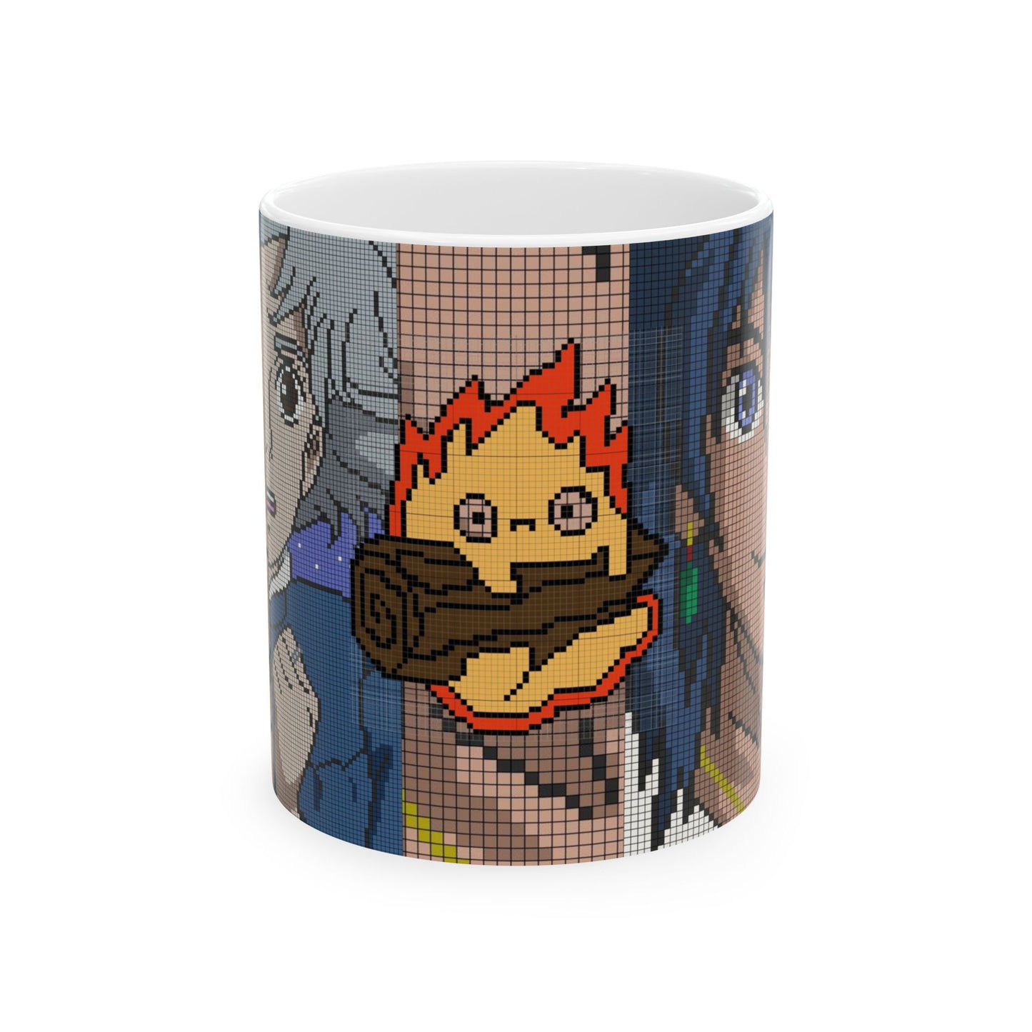 Howl's Moving Castle Pixel Art Mug – Studio Ghibli Coffee Cup 11oz & 15oz – Retro Anime Gift for Fans