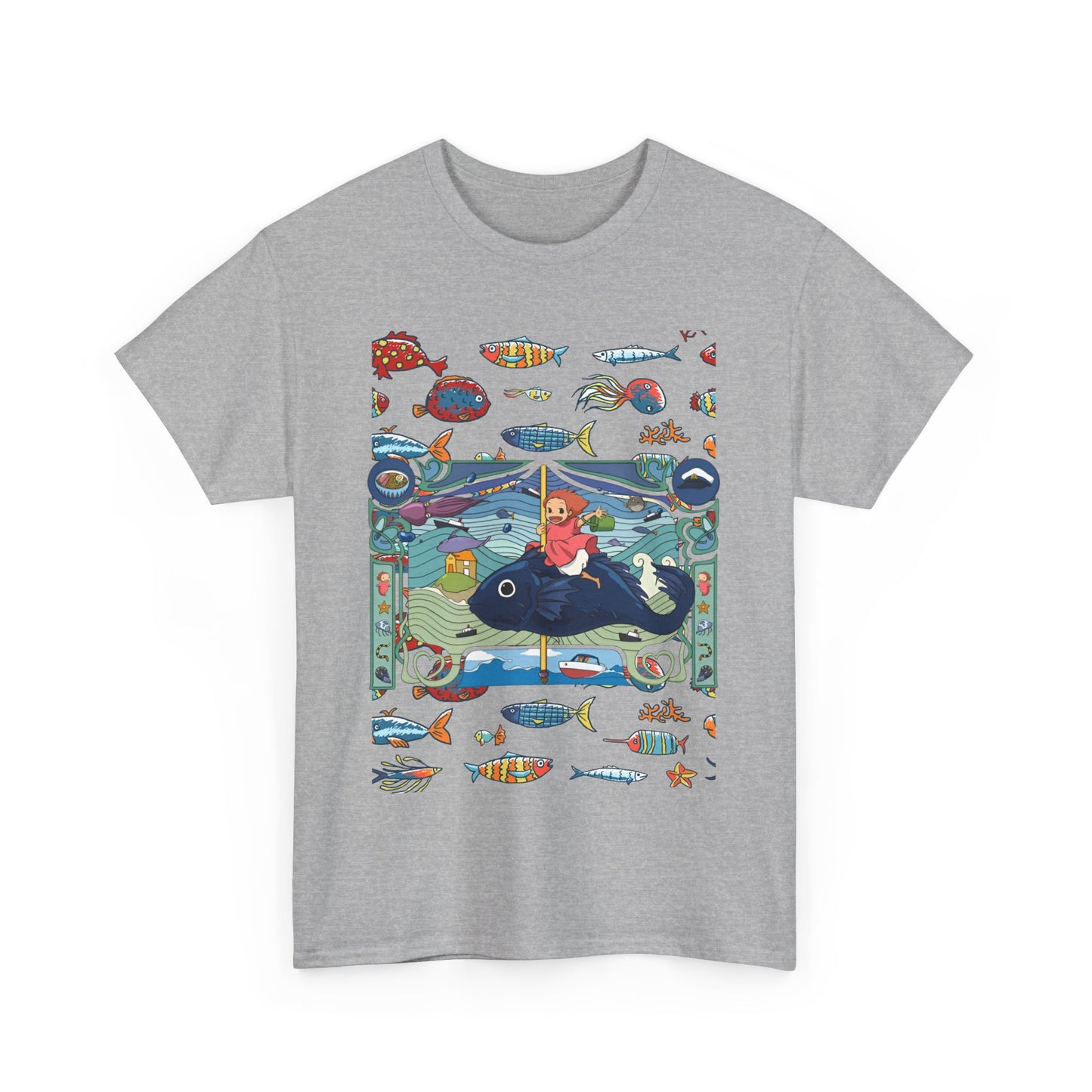 Ponyo Sea Love T-Shirt – 100% Cotton Studio Ghibli Tee for Ocean and Anime Fans