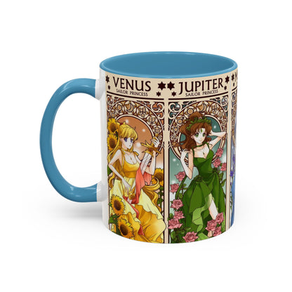Sailor Moon Inner Guardians Accent Mug – Color Handle Anime Cup 11oz & 15oz – Magical Girl Coffee Gift