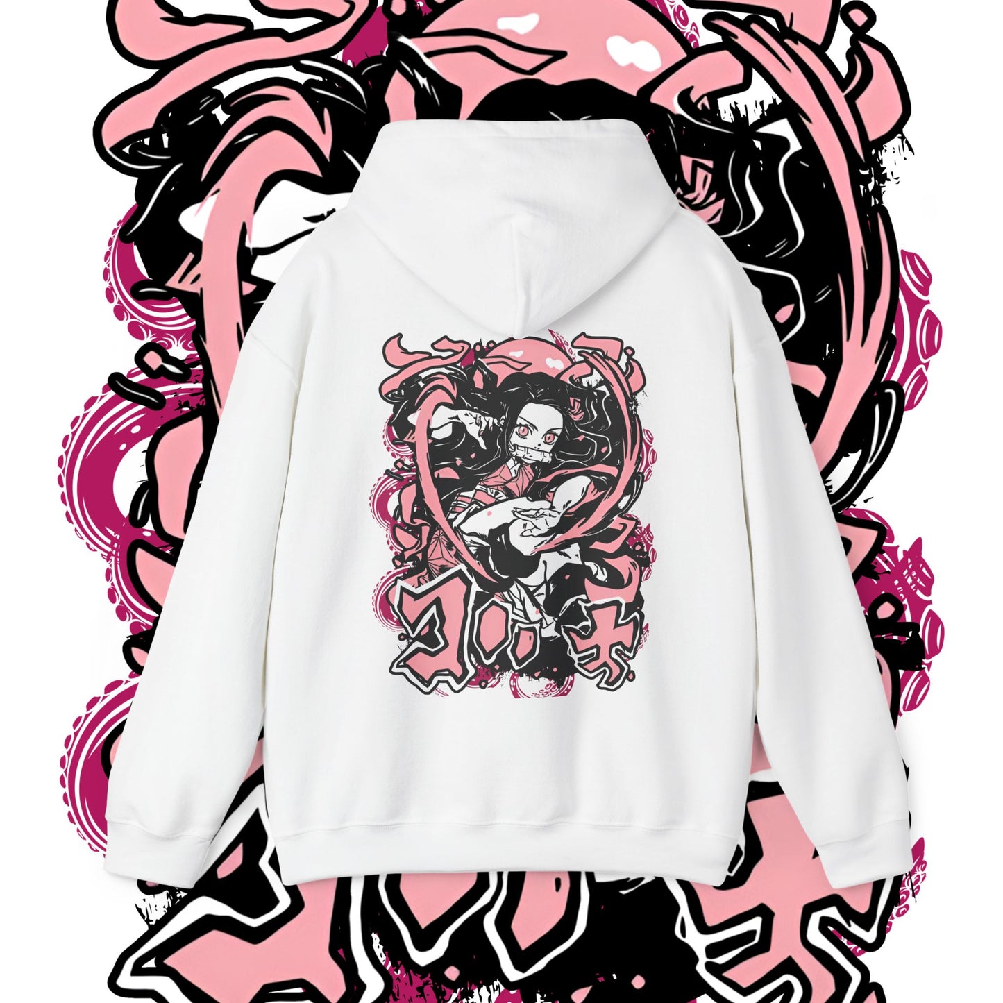 Nezuko Kamado Back Print Hoodie | Demon Slayer Waifu Art | 100% Cotton Anime Hoodie