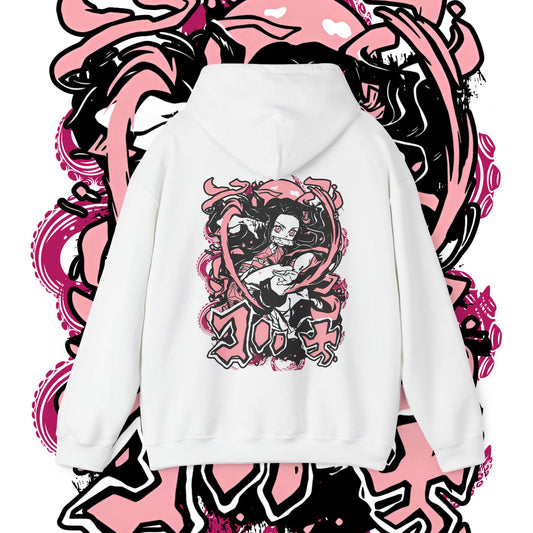 Nezuko Kamado Back Print Hoodie | Demon Slayer Waifu Art | 100% Cotton Anime Hoodie