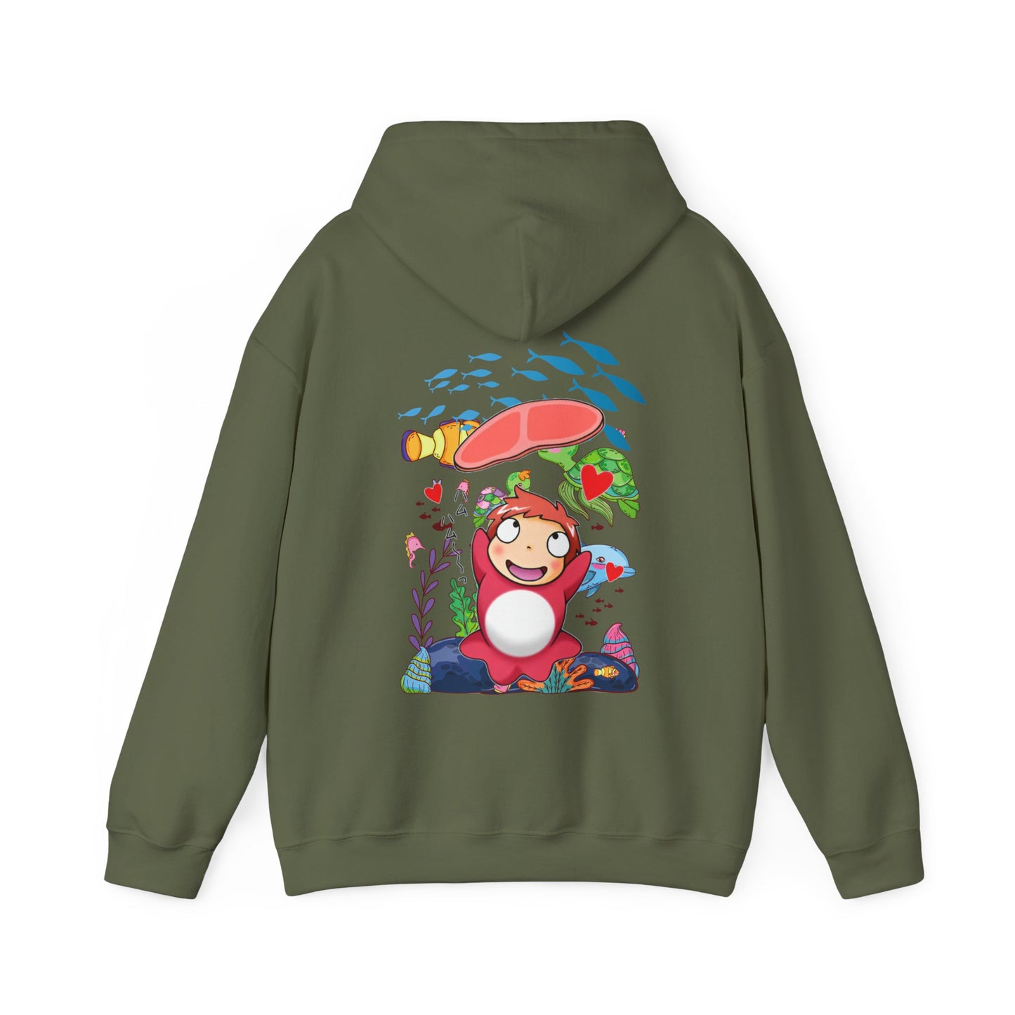 Ponyo Jam Back Print Hoodie – 100% Cotton Studio Ghibli Anime Sweatshirt for Fan