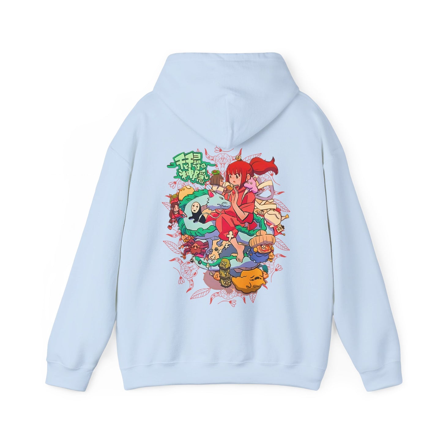 Spirited Away Characters Collage Hoodie with Back Print – 100% Cotton Studio Ghibli Anime Sweatshirt