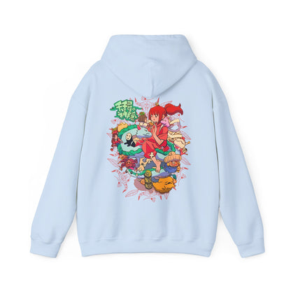 Spirited Away Characters Collage Hoodie with Back Print – 100% Cotton Studio Ghibli Anime Sweatshirt