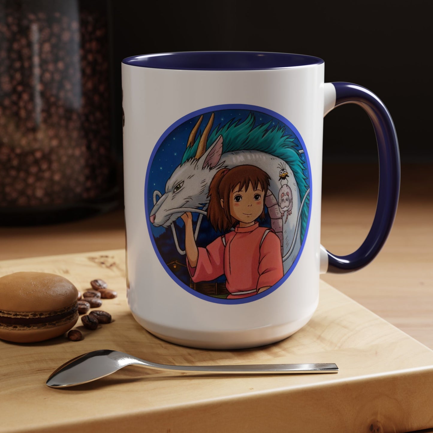 Spirited Away Moments Accent Mug – Color Handle Ghibli Cup 11oz & 15oz – Chihiro and Haku Anime Scene Gift