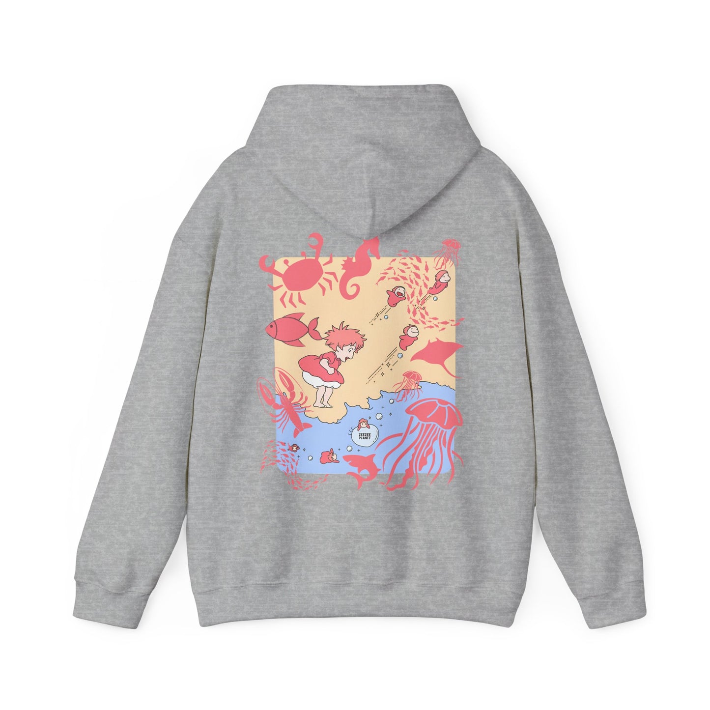 Ponyo Sea World Back Print Hoodie – 100% Cotton Studio Ghibli Ocean Anime Hoodie