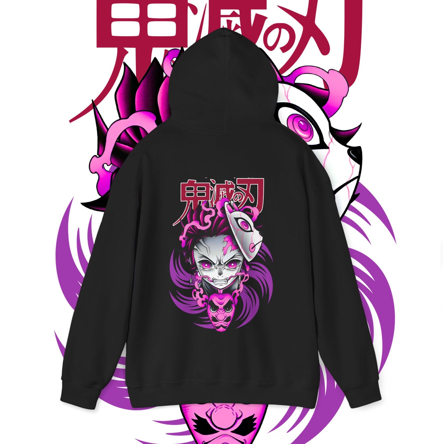 Tanjiro Mask Fury Back Print Hoodie | Demon Slayer | 100% Cotton