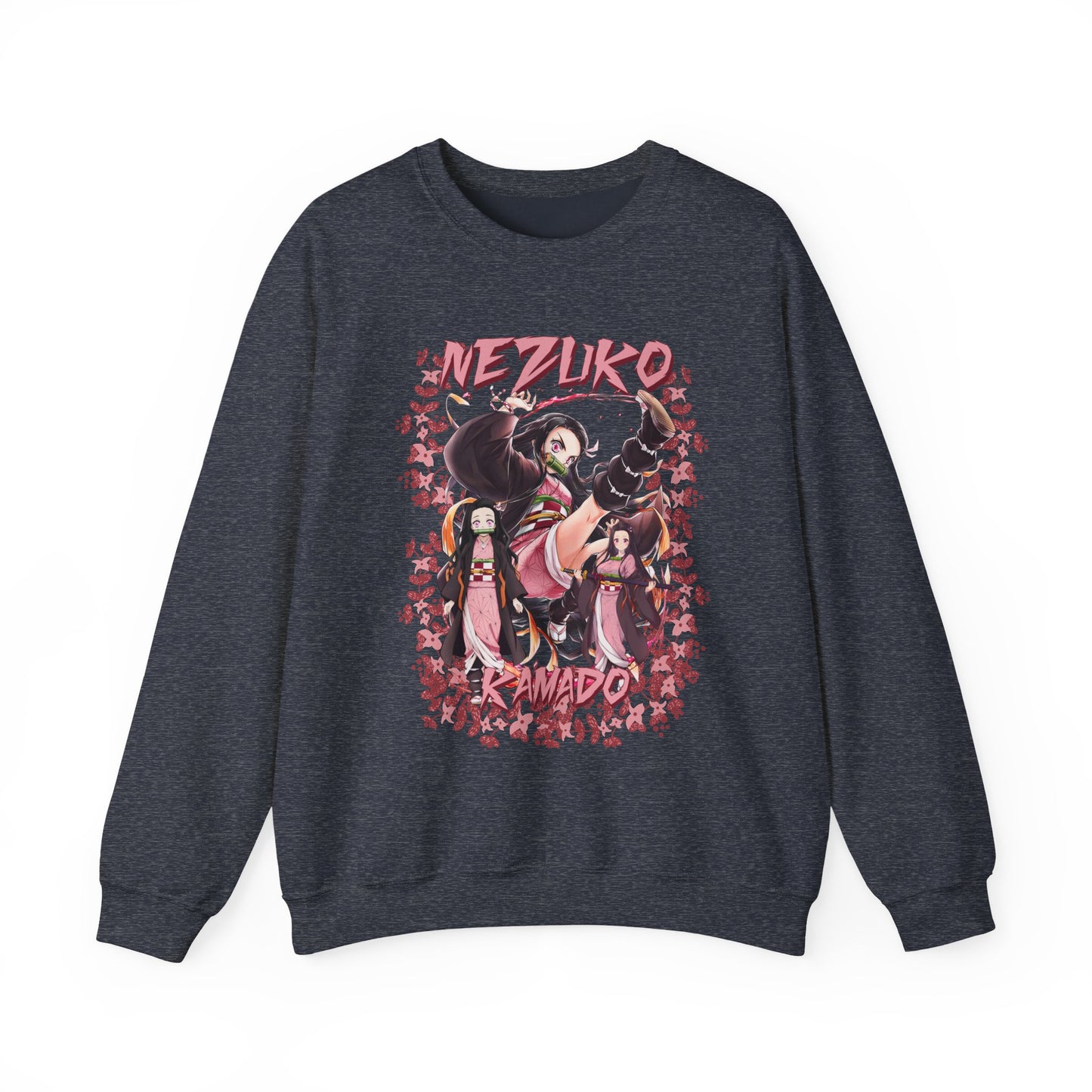 Nezuko Kamado Pink Flowers Sweatshirt – 100% Cotton Demon Slayer Anime Pullover