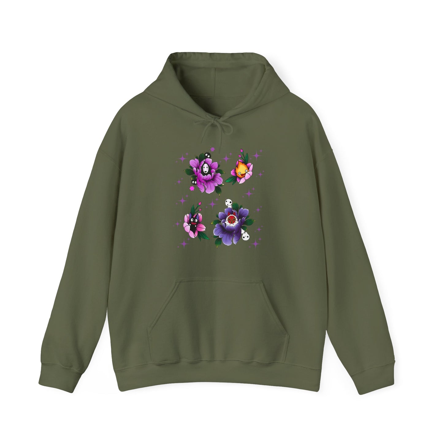 Studio Ghibli Flowers Hoodie – 100% Cotton Anime Floral Sweatshirt for Ghibli Fans