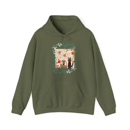 Kiki’s Delivery Service Hoodie – 100% Cotton Studio Ghibli Hoodie with Kiki and Jiji Design