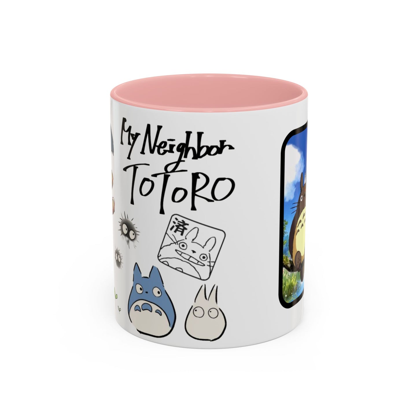My Neighbor Totoro Accent Mug – Ghibli Collage Color Handle Cup 11oz & 15oz – Cute Anime Coffee Mug Gift