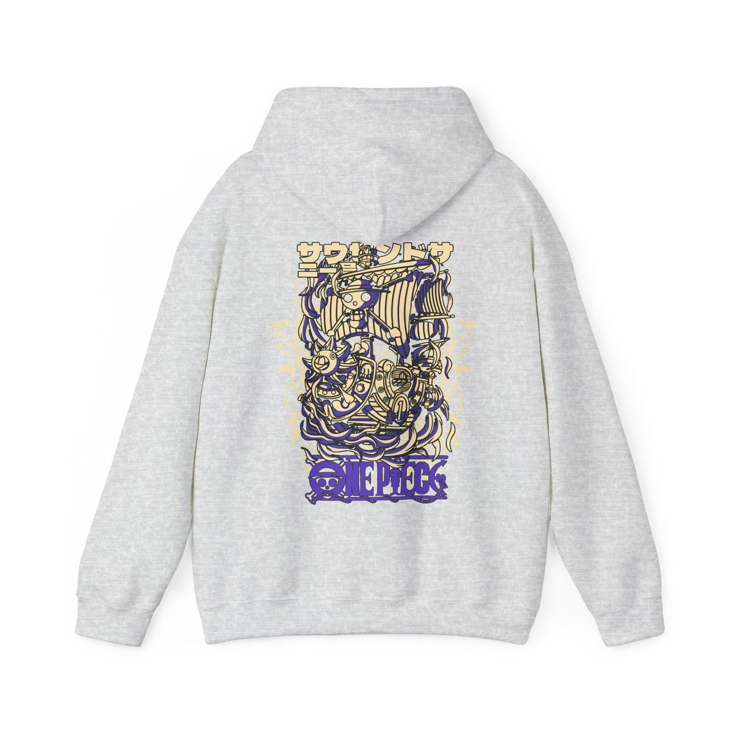 One Piece Ship Back Print Hoodie – 100% Cotton Anime Hoodie Featuring Going Merry & Thousand Sunny