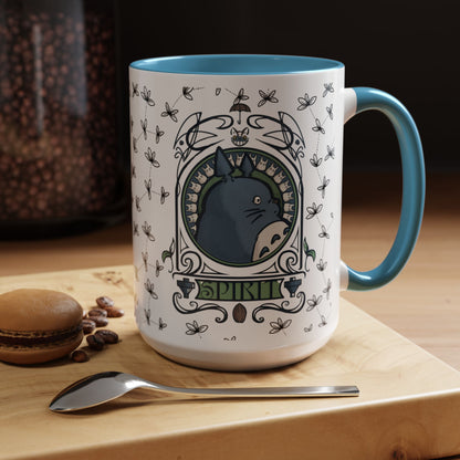 Totoro Spirited Ghibli Accent Handle Mug – 11oz & 15oz Anime Cup – Studio Ghibli Coffee Gift