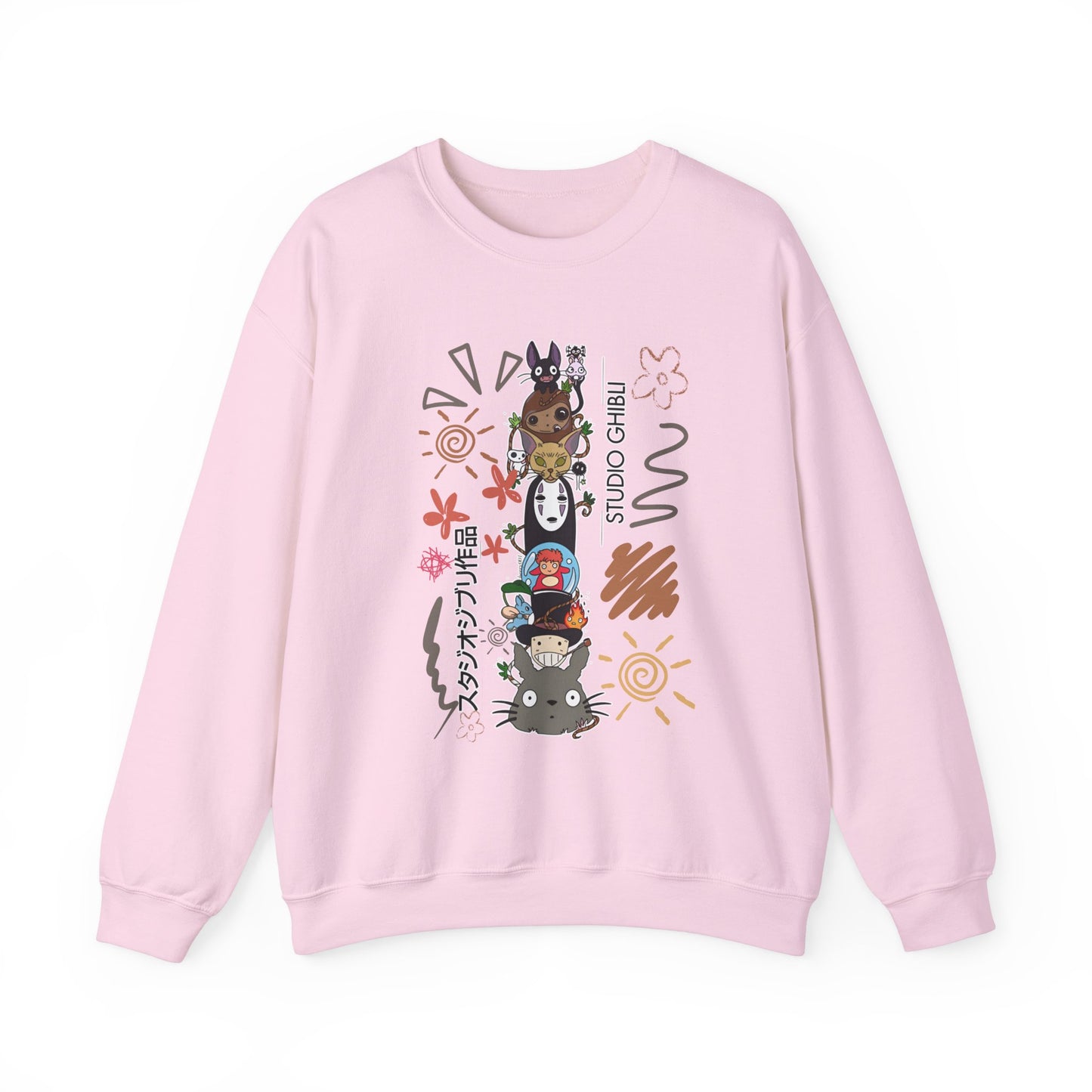 Studio Ghibli Characters Sketch Sweatshirt – 100% Cotton Pullover Featuring Iconic Anime Characters