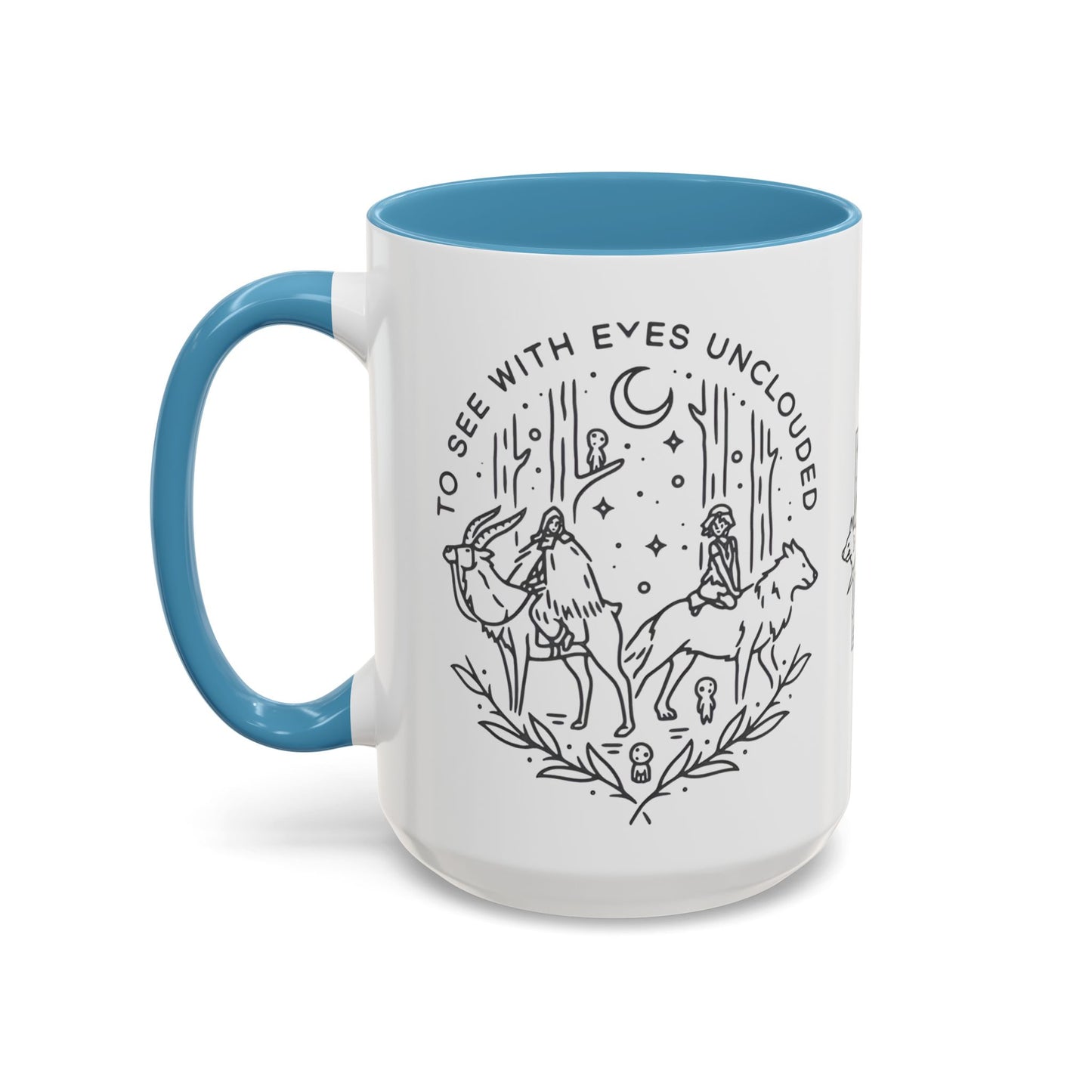 Princess Mononoke Art Accent Mug – Studio Ghibli Coffee Cup with Colored Handle – 11oz & 15oz Ceramic Anime Gift
