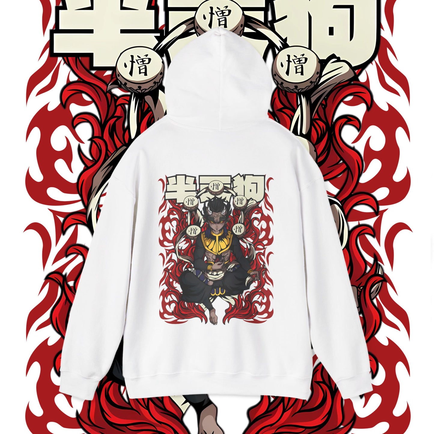 Hantengu Moon Demon Slayer Back Print Hoodie 100% Cotton