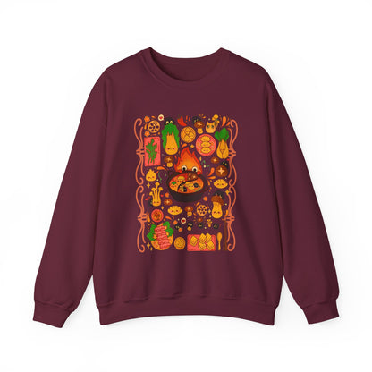 Calcifer Breakfast Sweatshirt – 100% Cotton Studio Ghibli Pullover from Howl’s Moving Castle