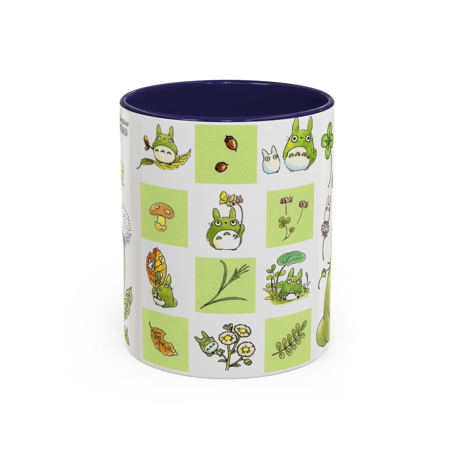 Totoro Green Accent Mug – Studio Ghibli Color Handle Coffee Cup – 11oz & 15oz Ceramic Gift for Anime Fans