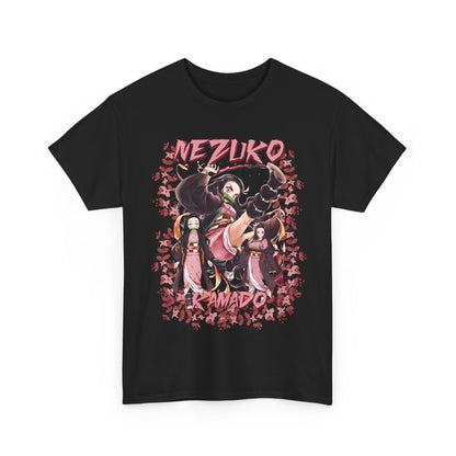 Nezuko Kamado Pink Flowers T-Shirt – 100% Cotton Demon Slayer Anime Tee