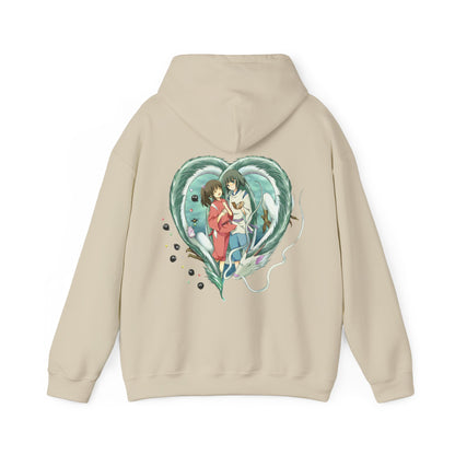 Chihiro and Haku Back Print Hoodie – 100% Cotton Spirited Away Anime Hoodie for Studio Ghibli Fans
