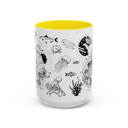 Ponyo World Sea Accent Mug – Studio Ghibli Color Handle Cup 11oz & 15oz – Ocean Anime Coffee Gift