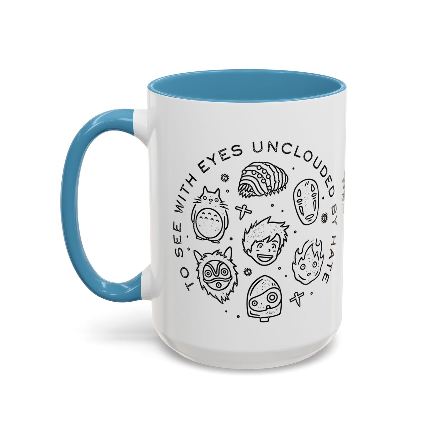 Universe Ghibli Accent Mug – Color Handle Anime Coffee Cup – 11oz & 15oz Studio Ghibli Ceramic Mug Gift