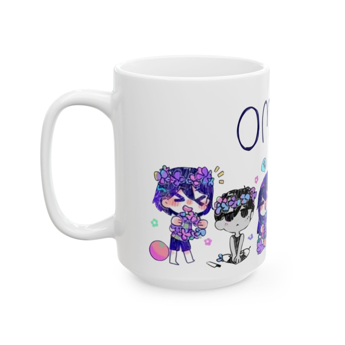 Family Omori Mug – Cute Omori Characters Ceramic Cup – 11oz & 15oz Coffee Mug for Anime and Game Fans