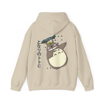 Totoro Funny Face Hoodie with Back Print – 100% Cotton Studio Ghibli Hoodie for Anime Fans
