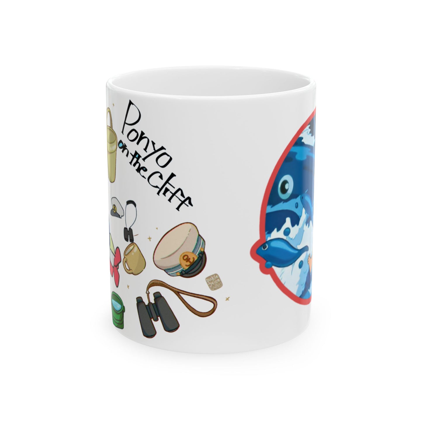 Ponyo Collage Mug – Studio Ghibli Coffee Cup 11oz & 15oz – Cute Anime Gift Featuring Ponyo and Sosuke