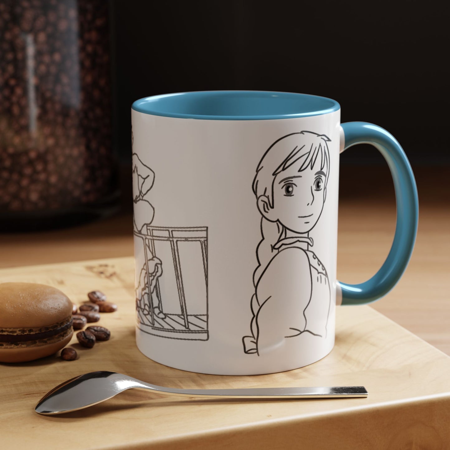 Sophie and Howl Accent Mug – Romantic Ghibli Color Handle Cup 11oz & 15oz – Howl’s Moving Castle Anime Love Gift