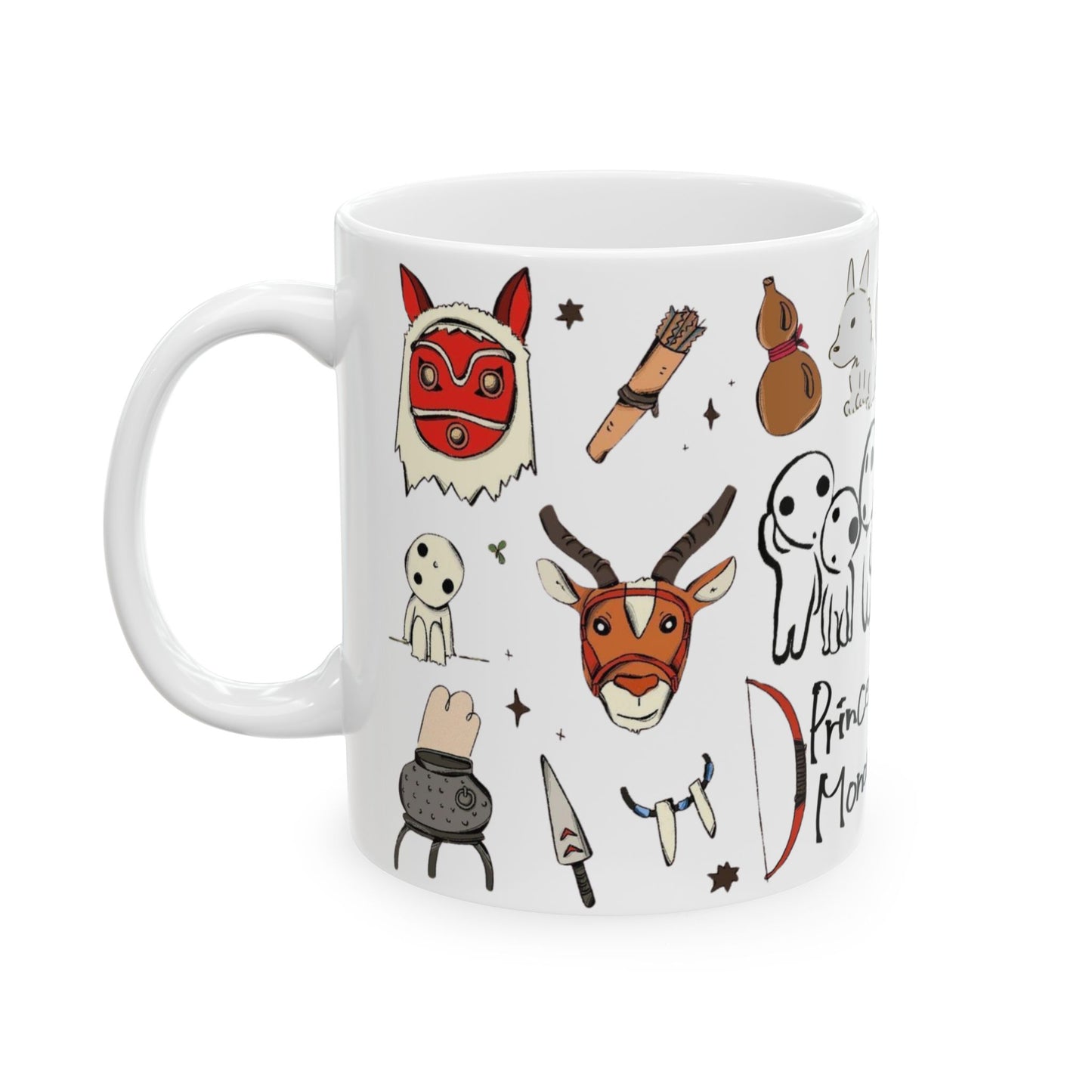 Princess Mononoke Collage Mug – Studio Ghibli Coffee Cup 11oz & 15oz – Epic Anime Gift Featuring San, Ashitaka & Forest Spirits