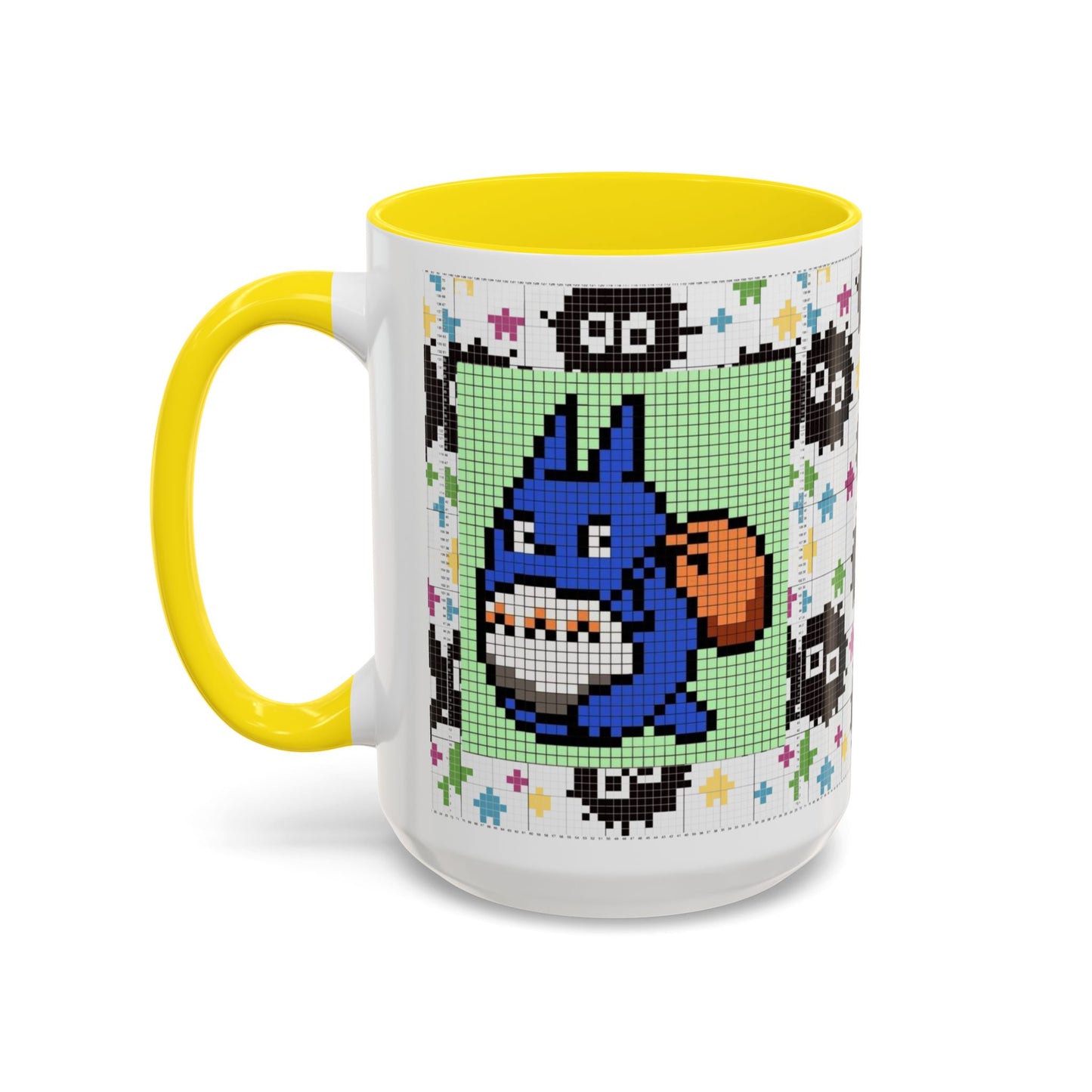 My Neighbor Totoro Pixel Accent Mug – Retro Ghibli Color Handle Cup 11oz & 15oz – Cute Anime Coffee Gift