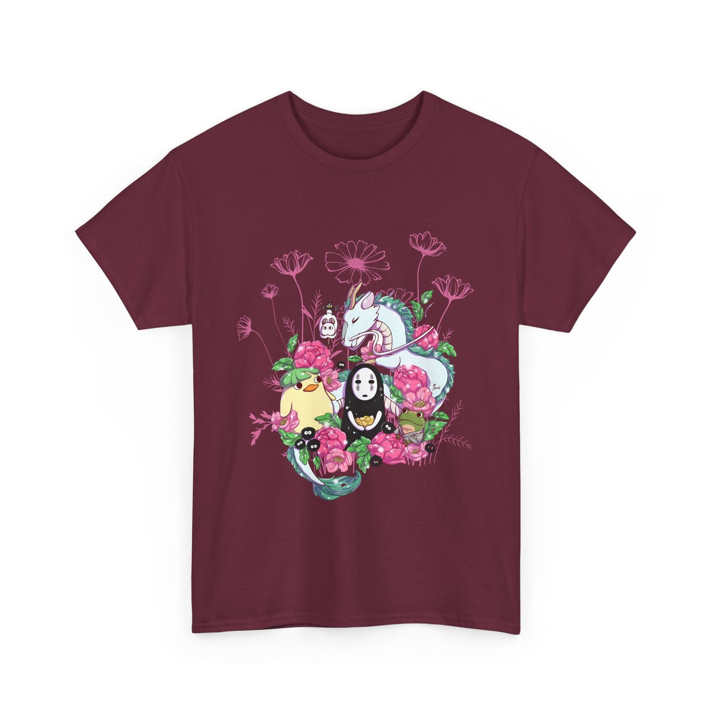 Spirited Away Flowers Pink T-Shirt | 100% Cotton Studio Ghibli Anime Tee