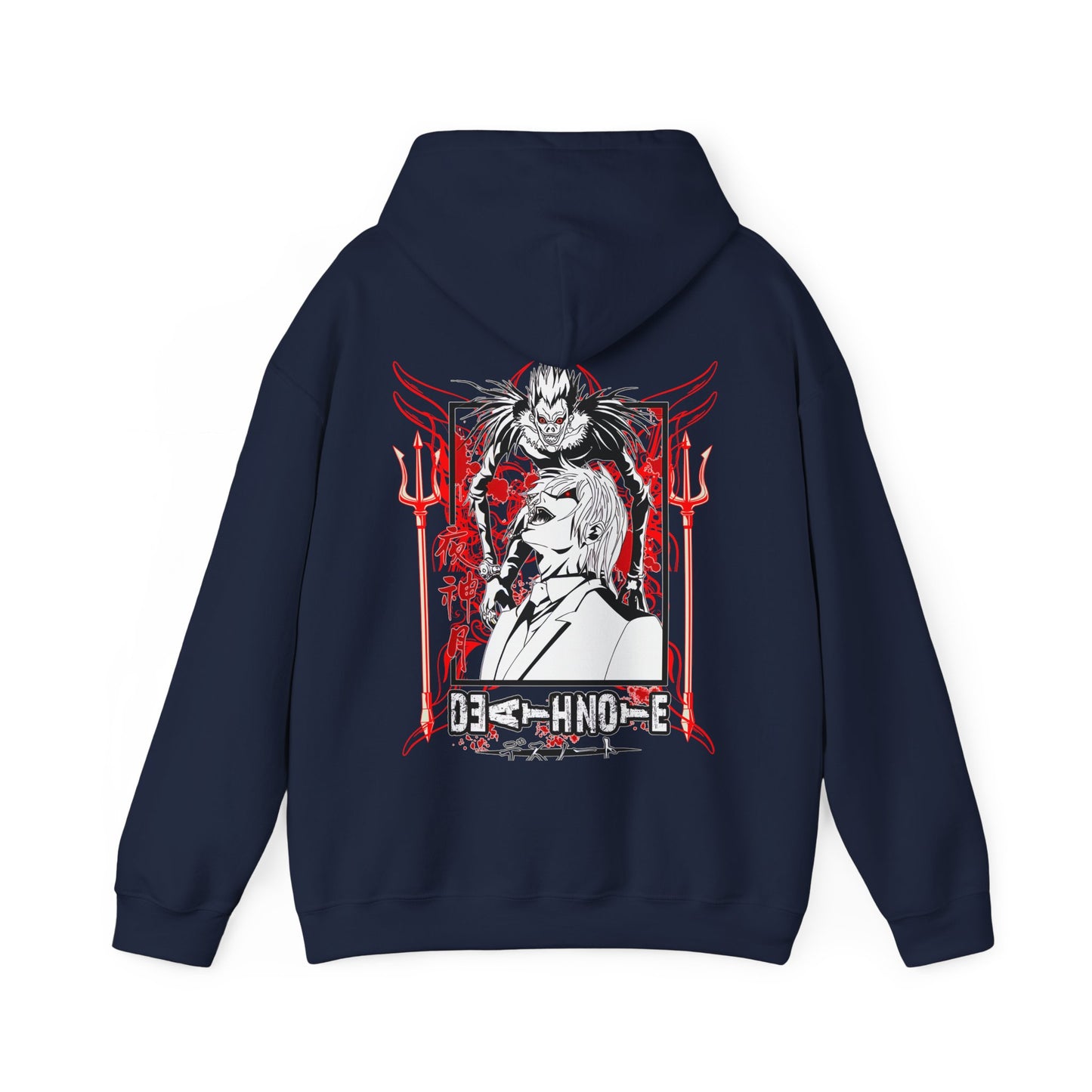 Death Note Back Print Hoodie – 100% Cotton Anime Pullover Featuring Ryuk, Light & L
