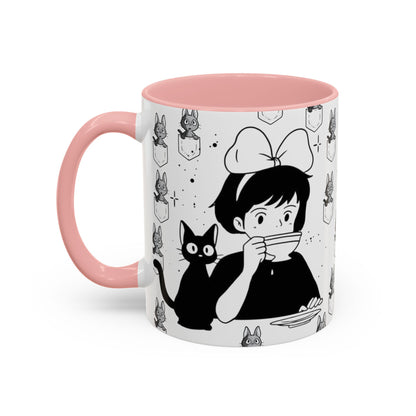 Kiki's Delivery Service Coffee Mug – Studio Ghibli Accent Handle Cup – 11oz & 15oz Anime Gift
