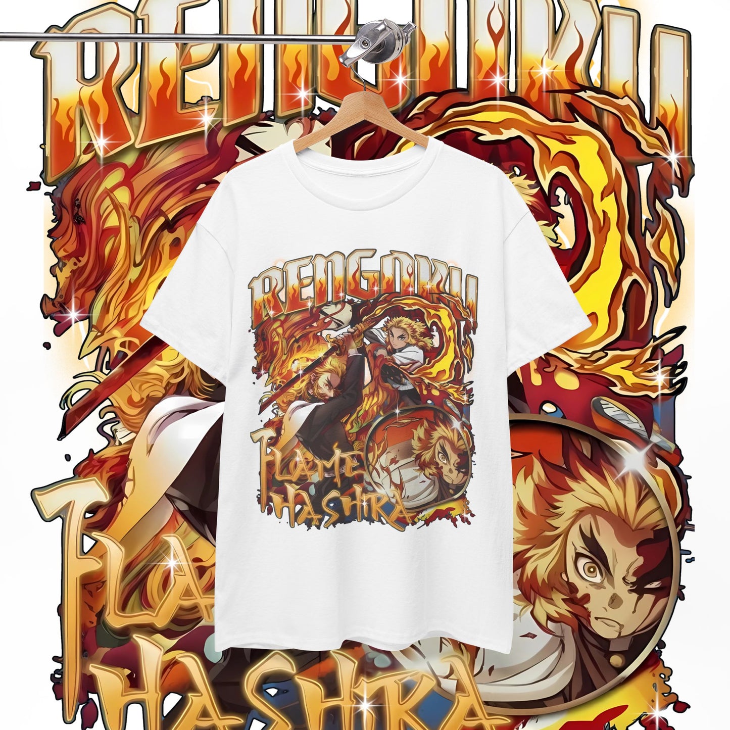 Rengoku Flame Bootleg Tee | Hashira Anime Shirt 100% Cotton
