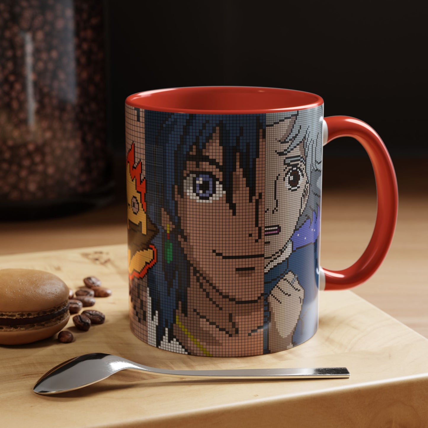 Howl's Moving Castle Pixel Accent Mug – Retro Anime Color Handle Cup 11oz & 15oz – Studio Ghibli Coffee Gift