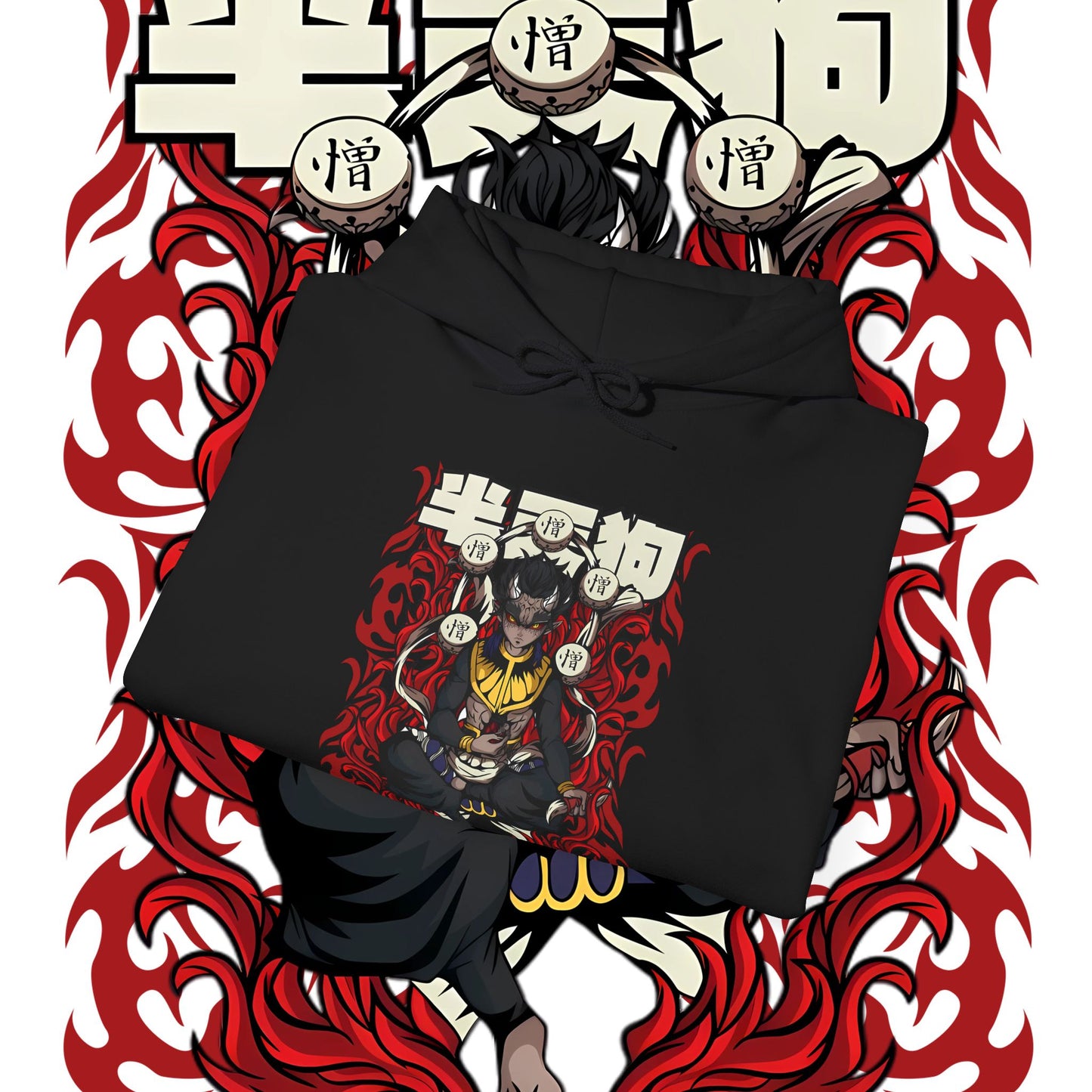 Hantengu Demon Slayer Moon Hoodie | 100% Cotton Anime Streetwear